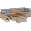 Image de vidaXL - Tuinbank - Set - met - kussen - 9 - pcs - Beige - poly - rattan