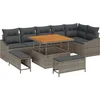 Image de vidaXL - Tuinbank - Set - met - kussen - 9 - pcs - Grijs - poly - rattan