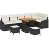 Image de vidaXL - Tuinbank - Set - met - kussen - 9 - pcs - Zwart - poly - rattan