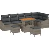 Image de vidaXL - Tuinbank - Set - met - kussen - 9 - pcs - Grijs - poly - rattan