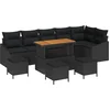 Image de vidaXL - Tuinbank - Set - met - kussen - 10 - pcs - Zwart - poly - rattan