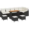 Image de vidaXL - Tuinbank - Set - met - kussen - 10 - pcs - Zwart - poly - rattan