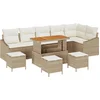 Image de vidaXL - Tuinbank - Set - met - kussen - 10 - pcs - Beige - poly - rattan