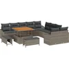 Image de vidaXL - Tuinbank - Set - met - kussen - 13 - pcs - Grijs - poly - rattan