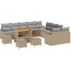 Image de vidaXL - Tuinbank - Set - met - kussen - 14 - pcs - Beige - poly - rattan