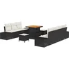 Image de vidaXL - Tuinbank - Set - met - kussen - 10 - pcs - Zwart - poly - rattan