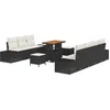 Image de vidaXL - Tuinbank - Set - met - kussen - 10 - pcs - Zwart - poly - rattan