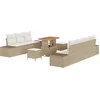 Image de vidaXL - Tuinbank - Set - met - kussen - 10 - pcs - Beige - poly - rattan