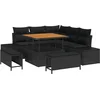 Image de vidaXL - Tuinbank - Set - met - kussen - 8 - pcs - Zwart - poly - rattan