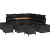 Image de vidaXL - Tuinbank - Set - met - kussen - 8 - pcs - Zwart - poly - rattan