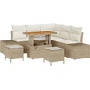 Image de vidaXL - Tuinbank - Set - met - kussen - 8 - pcs - Beige - poly - rattan