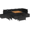 Image de vidaXL - Tuinbank - Set - met - kussen - 9 - pcs - Zwart - poly - rattan