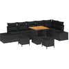 Image de vidaXL - Tuinbank - Set - met - kussen - 9 - pcs - Zwart - poly - rattan