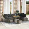 Image de vidaXL - Tuinbank - Set - met - kussen - 9 - pcs - Grijs - poly - rattan