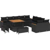 Image de vidaXL - Tuinbank - Set - 13 - pcs - Zwart - poly - rattan