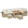 Image de vidaXL - Tuinbank - Set - met - kussen - 11 - pcs - Beige - en - Crème - poly - rattan