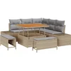 Image de vidaXL - Tuinbank - Set - met - kussen - met - opslag - 8 - pcs - Beige - Poly - rattan