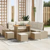 Image de vidaXL - Tuinbank - Set - met - kussen - met - opslag - 9 - pcs - Beige - Poly - rattan