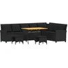 Image de vidaXL - 4-delige - Tuinbankstel - met - kussens - L-vormig - poly - rattan - zwart