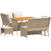Image de vidaXL - 5-delige - Loungeset - met - kussens - poly - rattan - beige