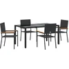 Image de vidaXL - Tuin - Eettafel - Set - 5 - pcs - Zwart - poly - rattan