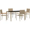 Image de vidaXL - Tuin - Eettafel - Set - 5 - pcs - Beige - poly - rattan