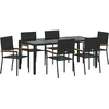 Image de vidaXL - Tuin - Eettafel - Set - 7 - pcs - Zwart - poly - rattan