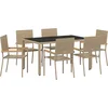 Image de vidaXL - Tuin - Eettafel - Set - 7 - pcs - Beige - poly - rattan
