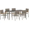 Image de vidaXL - Tuin - Eettafel - Set - 7 - pcs - Grijs - poly - rattan