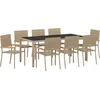Image de vidaXL - Tuin - Eettafel - Set - 9 - st - Beige - poly - rattan
