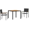 Image de vidaXL - Tuin - Eettafel - Set - 3 - pcs - Zwart - poly - rattan