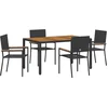 Image de vidaXL - Tuin - Eettafel - Set - 5 - pcs - Zwart - poly - rattan