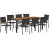 Image de vidaXL - Tuin - Eettafel - Set - 9 - pcs - Zwart - poly - rattan