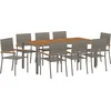 Image de vidaXL - Tuin - Eettafel - Set - 9 - pcs - Grijs - poly - rattan