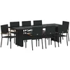 Image de vidaXL - Tuin - Eettafel - Set - 9 - pcs - Zwart - poly - rattan