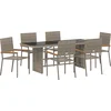 Image de vidaXL - Tuin - Eettafel - Set - 7 - pcs - Grijs - poly - rattan
