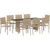 Image de vidaXL - Tuin - Eettafel - Set - 9 - pcs - Beige - poly - rattan