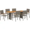 Image de vidaXL - Tuin - Eettafel - Set - 7 - pcs - Grijs - poly - rattan