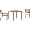 Image de vidaXL - Tuin - Eettafel - Set - 3 - pcs - Grijs - en - Bruin - poly - rattan