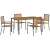 Image de vidaXL - Tuin - Eettafel - Set - 5 - pcs - Grijs - en - Bruin - poly - rattan