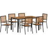 Image de vidaXL - Tuin - Eettafel - Set - 7 - pcs - Zwart - en - Bruin - poly - rattan
