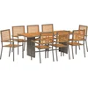 Image de vidaXL - Tuin - Eettafel - Set - 9 - pcs - Grijs - en - Bruin - poly - rattan