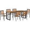 Image de vidaXL - Tuin - Eettafel - Set - 7 - pcs - Zwart - Massief - Acacia - Hout