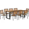 Image de vidaXL - Tuin - Eettafel - Set - 9 - pcs - Zwart - Massief - Acacia - Hout