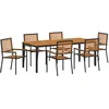 Image de vidaXL - Tuin - Eettafel - Set - 7 - pcs - Zwart - en - Bruin - poly - rattan