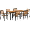 Image de vidaXL - Tuin - Eettafel - Set - 7 - pcs - Zwart - en - Bruin - poly - rattan