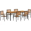 Image de vidaXL - Tuin - Eettafel - Set - 7 - pcs - Zwart - en - Bruin - poly - rattan