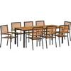 Image de vidaXL - Tuin - Eettafel - Set - 9 - pcs - Zwart - en - Bruin - poly - rattan