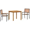 Image de vidaXL - Tuin - Eettafel - Set - 3 - pcs - Zwart - Massief - Acacia - Hout