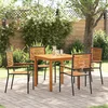 Image de vidaXL - Tuin - Eettafel - Set - 5 - pcs - Zwart - Massief - Acacia - Hout